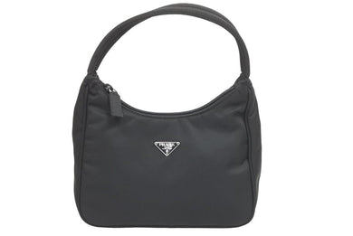 PRADA プラダ ミニ ワンショルダーバッグ ミニバッグ アクセサリーポーチ 三角ロゴプレート ブラック 美品 中古 42768