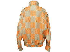 LOUIS VUITTON ルイ・ヴィトン ラフィア ダミエ ボンバー ジャケット オレンジ 21AW アウター 1A8P63 サイズ46 美品 中古 42776