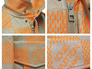 LOUIS VUITTON ルイ・ヴィトン ラフィア ダミエ ボンバー ジャケット オレンジ 21AW アウター 1A8P63 サイズ46 美品 中古 42776