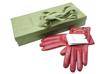 Load image into Gallery viewer, 極美品 GUCCI グッチ グローブ 手袋 ホースビット付き 603635 BAP00 6600 2020SS レザー レッド サイズ18.5cm 42793