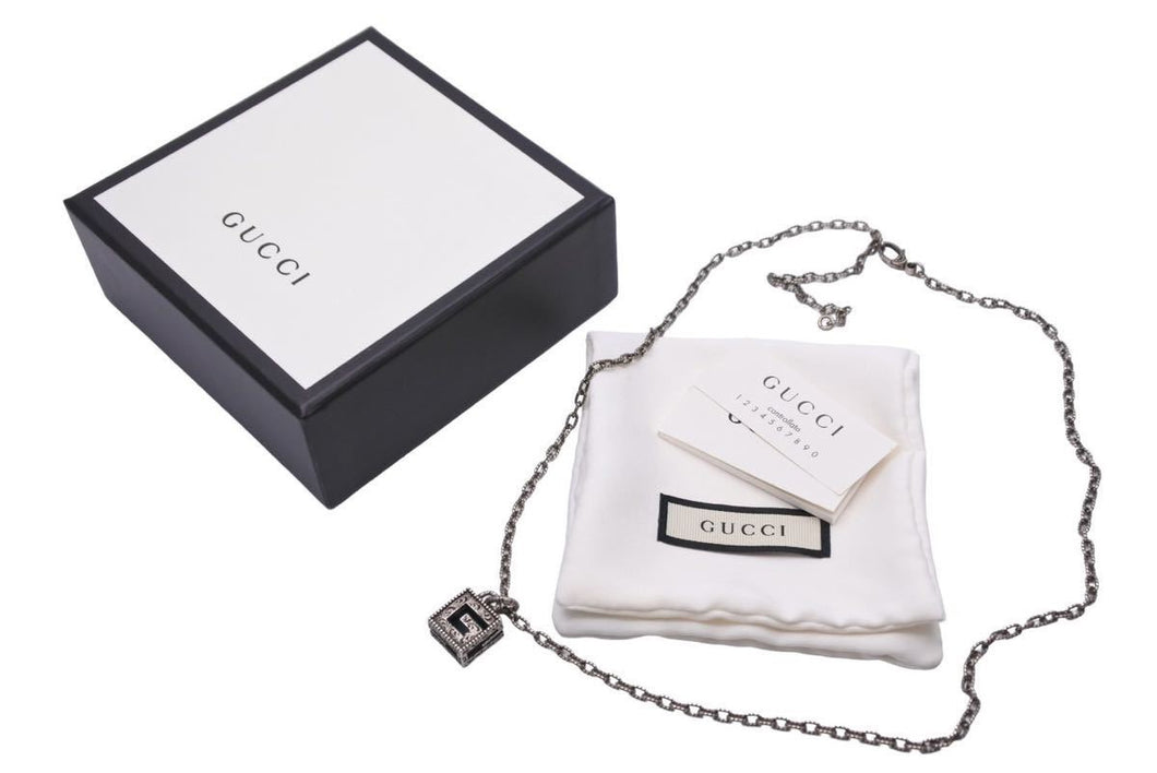 美品 GUCCI グッチ ネックレス ペンダント スクエアG シルバー925 24.9g アクセサリー チェーン ジュエリー 552768 中古 42819