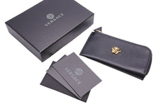 Load image into Gallery viewer, Versace ヴェルサーチ フラグメントケース コインケース カードケース ゴールド ブラック レザー DP38435 美品 中古 42824