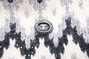 CHANEL シャネル ニット ニットキャップ 46772K05930 ウール カシミア ノルディック柄 ブラック サンプル品 美品 中古 42826