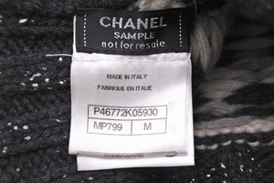 CHANEL シャネル ニット ニットキャップ 46772K05930 ウール カシミア ノルディック柄 ブラック サンプル品 美品 中古 42826