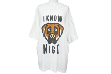 HUMAN MADE ヒューマンメイド I KNOW NIGO KAWS Tシャツ カットソー コットン ホワイト ブラウン サイズXL 美品 中古 42855