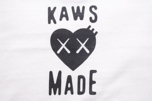 HUMAN MADE ヒューマンメイド I KNOW NIGO KAWS Tシャツ カットソー コットン ホワイト ブラウン サイズXL 美品 中古 42855