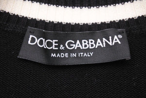 Dolce&Gabbana ドルチェアンドガッバーナ Vネックニット GX092Z Spring Summer 2018 ブラック ホワイト サイズ44 美品 中古 42864