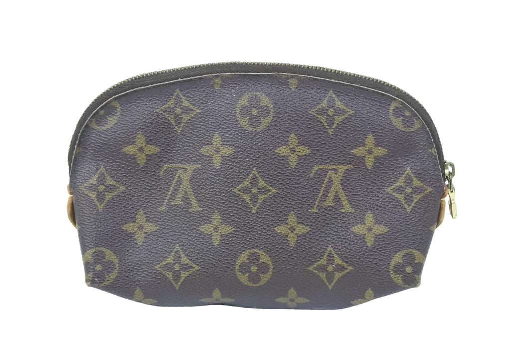 LouisVuitton ルイヴィトン ポシェットコスメティック ポーチ モノグラム M47515 ブラウン ゴールド金具 美品 中古 42930