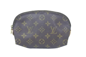 LouisVuitton ルイヴィトン ポシェットコスメティック ポーチ モノグラム M47515 ブラウン ゴールド金具 美品 中古 42930