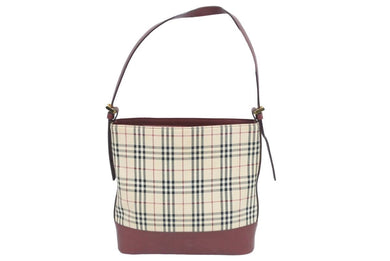BURBERRY バーバリーショルダーバッグ ノバチェック チェック柄 ベージュ レッド ワンショルダー 鞄 カバン 中古 42944 