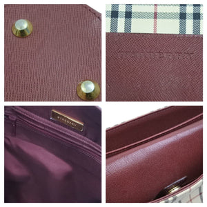 BURBERRY バーバリー ショルダーバッグ ノバチェック チェック柄 ベージュ レッド ワンショルダー 鞄 カバン 中古 42944