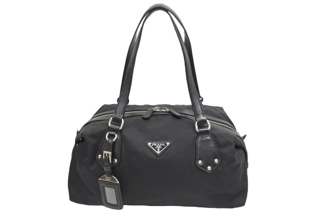PRADA プラダ トートバッグ 肩掛けバッグ ハンドバッグ 三角ロゴプレート ナイロン レザー 良品 中古 42943