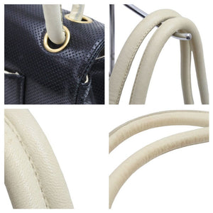 CHANEL シャネル ココマーク ターンロック 25cm パンチング ショルダー バッグ バイカラー 美品 中古 42972