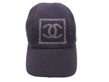 Load image into Gallery viewer, CHANEL シャネル スポーツライン キャップ 帽子 ボックス ロゴ ココマーク ウール ブラック グレー 美品 中古 42992