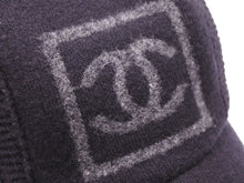 Load image into Gallery viewer, CHANEL シャネル スポーツライン キャップ 帽子 ボックス ロゴ ココマーク ウール ブラック グレー 美品 中古 42992
