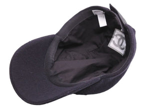 CHANEL シャネル スポーツライン キャップ 帽子 ボックス ロゴ ココマーク ウール ブラック グレー 美品 中古 42992