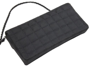 CHANEL シャネル ニュートラベル チェーンショルダーバッグ 6番台 ココマーク ブラック ナイロンジャガード レザー 中古 43033