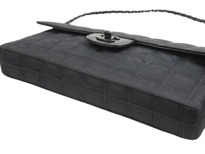 CHANEL シャネル ニュートラベル チェーンショルダーバッグ 6番台 ココマーク ブラック ナイロンジャガード レザー 中古 43033