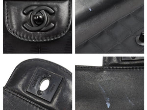 CHANEL シャネル ニュートラベル チェーンショルダーバッグ 6番台 ココマーク ブラック ナイロンジャガード レザー 中古 43033
