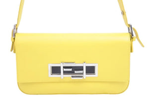 FENDI フェンディ ショルダーバッグ ハンドバッグ トレバゲット 8BR720 レザー イエロー シルバー金具 美品 中古 43049