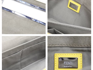 FENDI フェンディ ショルダーバッグ ハンドバッグ トレバゲット 8BR720 レザー イエロー シルバー金具 美品 中古 43049