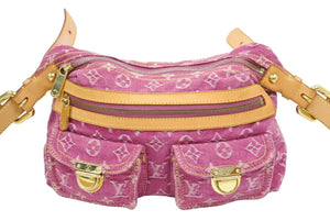 Louis Vuitton ルイヴィトン バギーPM モノグラムデニム ショルダーバッグ M95212 デニム レザー パープル ピンク 美品 中古 43054