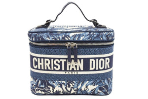 Christian Dior クリスチャンディオール バニティバッグ ディオールパームズ ネイビー ホワイト 美品 中古 43059