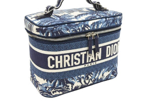 Christian Dior クリスチャンディオール バニティバッグ ディオールパームズ ネイビー ホワイト 美品 中古 43059