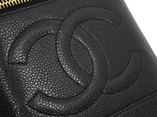 画像をギャラリービューアに読み込む, CHANEL シャネル ヴィンテージ バニティバッグ キャビアスキン ココマーク 4番台 ブラック ゴールド金具 美品 中古 43061