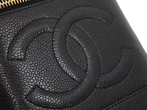 CHANEL シャネル ヴィンテージ バニティバッグ キャビアスキン ココマーク 4番台 ブラック ゴールド金具 美品 中古 43061