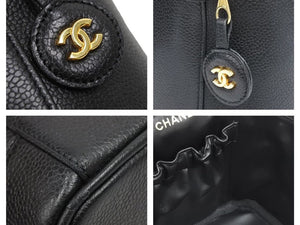 CHANEL シャネル ヴィンテージ バニティバッグ キャビアスキン ココマーク 4番台 ブラック ゴールド金具 美品 中古 43061