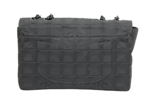 CHANEL シャネル ニュートラベルライン ダブルチェーン ショルダーバッグ ハンドバッグ ナイロン レザー ブラック 美品 中古 43062
