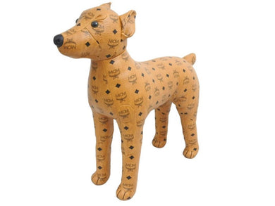 MCM エムシーエム 犬 ドッグ ブラウン ブラック 総柄 コニャック ヴィセトス柄 インテリア 置物 美品 中古 43086