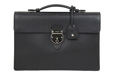 GUCCI グッチ ビジネスバッグ トムフォード期 ブラック 黒 カーフ 未レザー ブリーフケース 295256 シルバー金具 中古 43122 