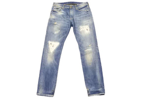 REIGN レイン デニムパンツ ダメージパンツ クラッシュ ウォッシュ リペア ブルー サイズ32 良品 中古 43123