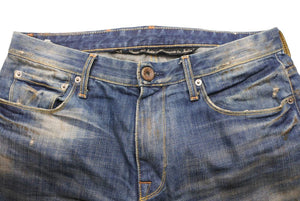 REIGN レイン デニムパンツ ダメージパンツ クラッシュ ウォッシュ リペア ブルー サイズ32 良品 中古 43123