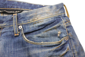 REIGN レイン デニムパンツ ダメージパンツ クラッシュ ウォッシュ リペア ブルー サイズ32 良品 中古 43123