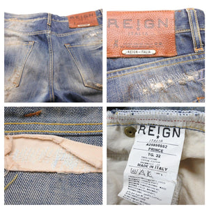 REIGN レイン デニムパンツ ダメージパンツ クラッシュ ウォッシュ リペア ブルー サイズ32 良品 中古 43123