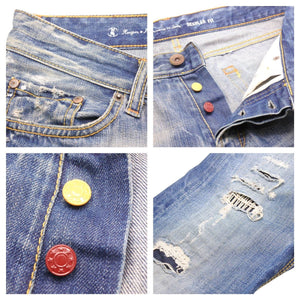 REIGN レイン REGULAR FIT レギュラーフィット デニムパンツ ダメージパンツ ブルー サイズ32 良品 中古 43123