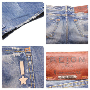 REIGN レイン REGULAR FIT レギュラーフィット デニムパンツ ダメージパンツ ブルー サイズ32 良品 中古 43123