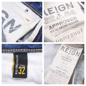 REIGN レイン REGULAR FIT レギュラーフィット デニムパンツ ダメージパンツ ブルー サイズ32 良品 中古 43123