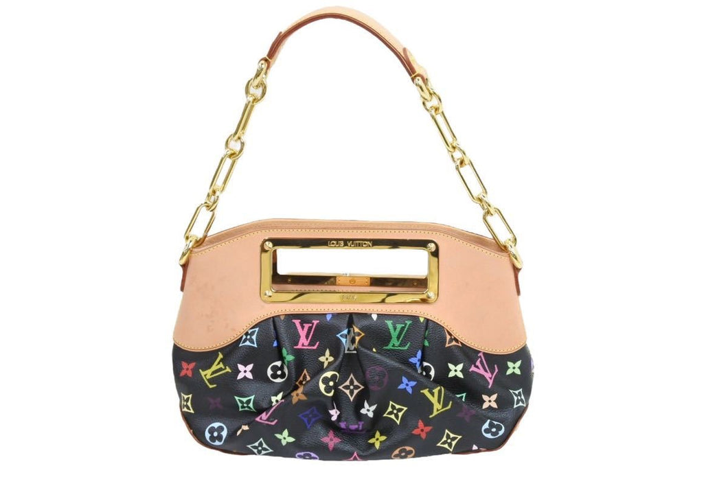 極美品 LOUIS VUITTON ルイヴィトン ジュディPM M40258 モノグラムマルチ 村上隆 ブラック ゴールド金具 中古 43167