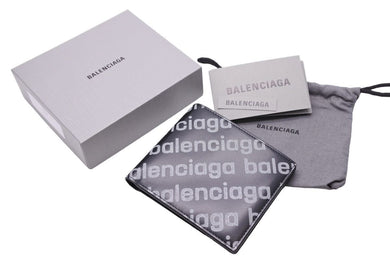 新品同様 BALENCIAGA バレンシアガ ウォレット 2つ折り財布 CASH SQUARE FOLD WALLET ロゴ コンパクト レザー 594549 中古 43181