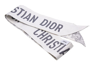 Christian Dior スカーフ ツイリ― トワル ドゥ ジュイ シルク ロゴ アート 絵画 アニマル 柄 ブラック ホワイト グレー 中古 43183