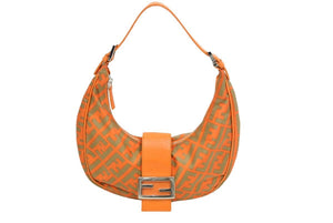FENDI フェンディ マンマ バケット ハンドバッグ ズッカ柄 FF ヴィンテージ オレンジ グリーン シルバー金具 美品 中古 43184