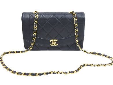 CHANEL シャネル ダイアナ 22 マトラッセ チェーン ショルダー バッグ レザー ブラック 美品 中古 43185