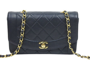 CHANEL シャネル ダイアナ 22 マトラッセ チェーン ショルダー バッグ レザー ブラック 美品 中古 43185