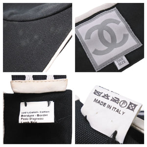 CHANEL シャネル サンバイザー 帽子 ヘッドウェア ココマーク テニスラケットストライプ コットン ONESIZE 良品 中古 43190
