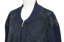 Load image into Gallery viewer, dunhill ダンヒル スエードブルゾン ボンバージャケット アウター ウール ダークブルー サイズL 美品 中古 43196