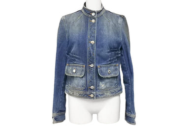 DOLCE＆GABBANA ドルチェアンドガッバーナ デニムジャケット Gジャン ダメージ JDS1K コットン ブルー サイズ40 美品 中古 43197